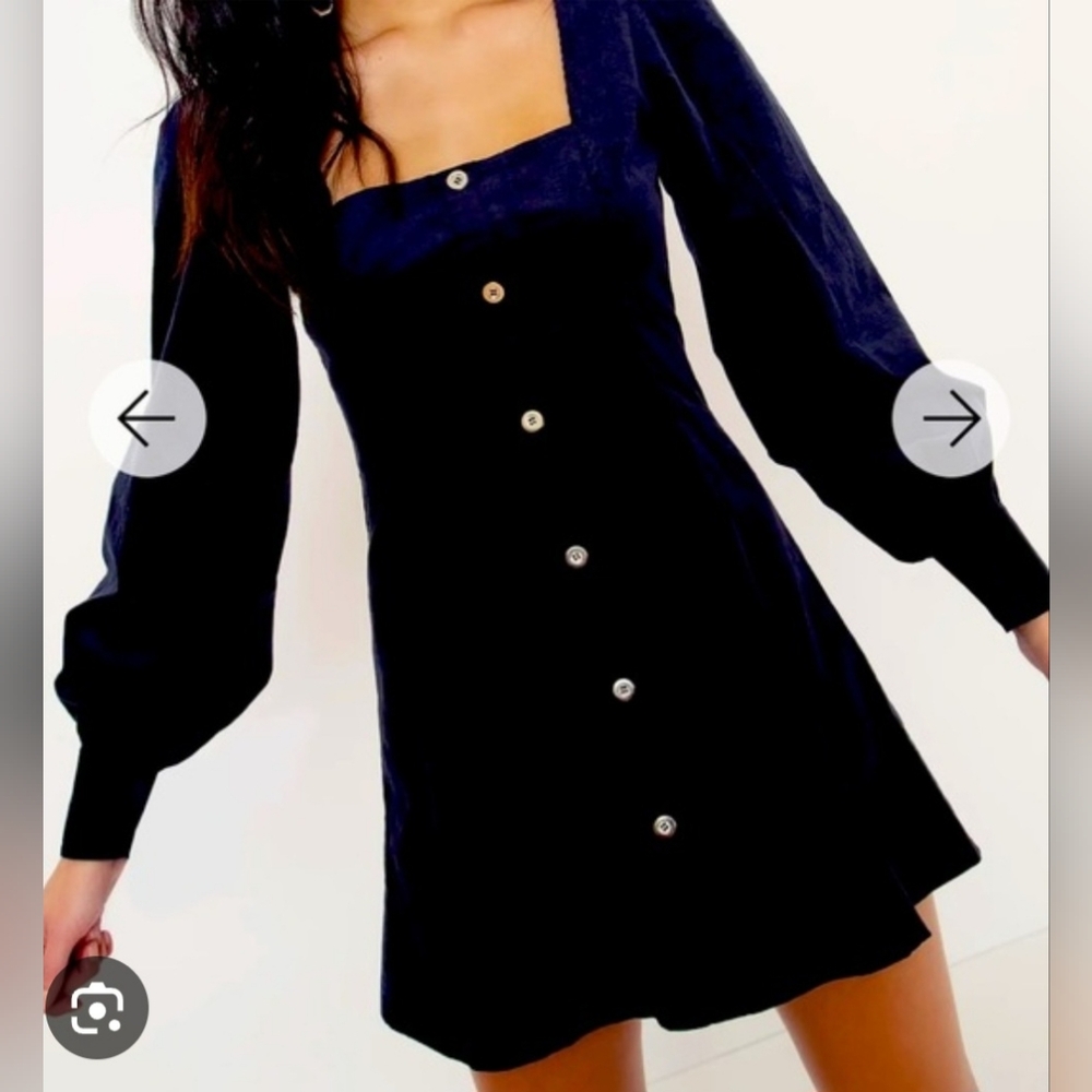 Limited Edition Blackmilk Cord Long Sleeve Blue Pilgrim Dress Size 10